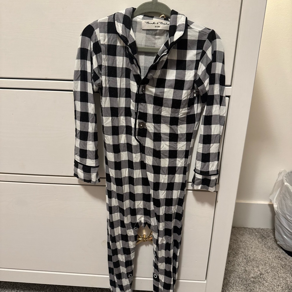 Cozy Black and White Checkered Kids Footie